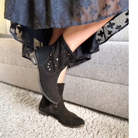 Olivier Boots ajourées noires confortables Alice le noir 3