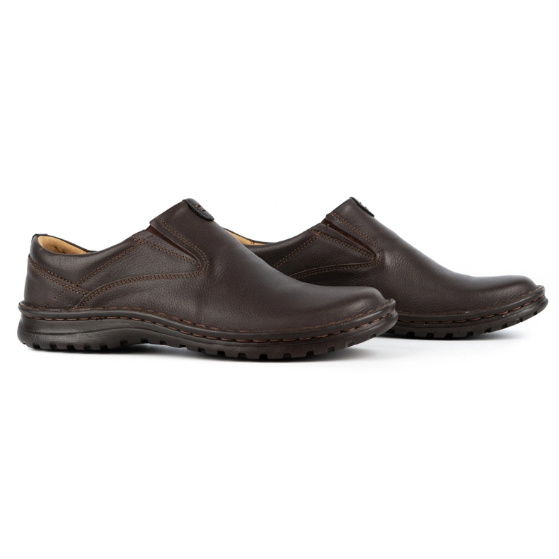 Kampol Mocassins homme en cuir 12KAM marron brun 2
