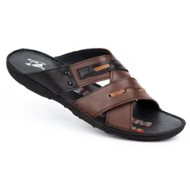 Kampol Chaussons cuir homme 201/55 face marron brun 1