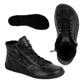 Olivier Chaussures d'hiver en cuir pieds nus minimalistes pour femmes 1261 noir 2