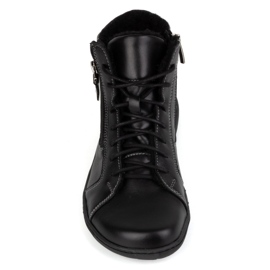 Olivier Chaussures d'hiver en cuir pieds nus minimalistes pour femmes 1261 noir 1