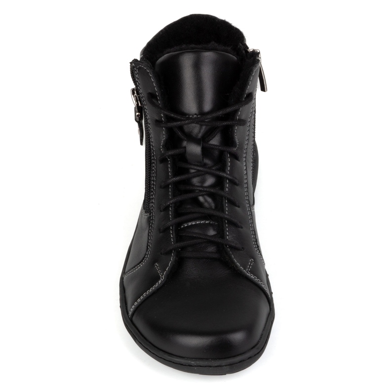 Olivier Chaussures d'hiver en cuir pieds nus minimalistes pour femmes 1261 noir 1
