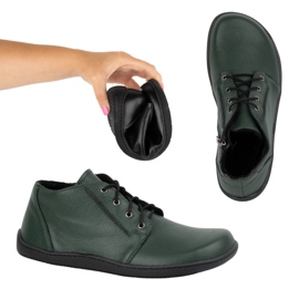 Olivier Chaussures en cuir pieds nus pour femmes, légèrement isolées, hauteur cheville avec fermeture éclair, 787 vert 1