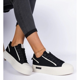 Baskets en tissu pour femmes noires sur la plate-forme 1