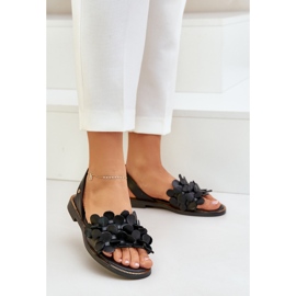 Sandales en cuir avec talons plats zazoo 40425 noir le noir 2