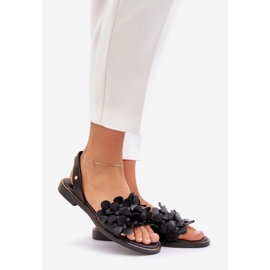Sandales en cuir avec talons plats zazoo 40425 noir le noir 1