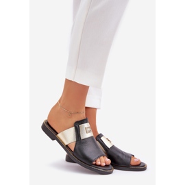 Les tongs en cuir naturel élégant zazoo 40423 noir 1