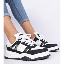 Baskets en noir et blanc avec lacets épais le noir 2