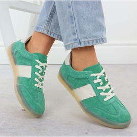 Chaussures en cuir pour femmes en daim vert Filippo 6770 4