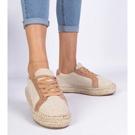 Espadrilles de dentelle des femmes brunes 1