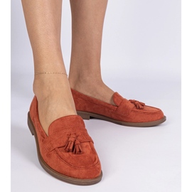 Les mocassins des femmes oranges d'Ekozamsz avec des franges 1