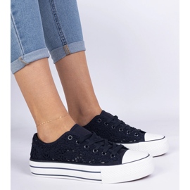 Sneakers bleu marine pour femmes Openwork 1