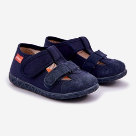 Slippers pour enfants pour Velcro bleu marine 1