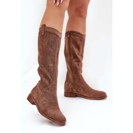 S.Barski Bottes avec un haut à talons plats ouverts Upper S. Barski Hy51-860 Brun 2 S.Barski Bottes avec un haut à talons plats ouverts Upper S. Barski Hy51-860 Brun 2