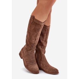 S.Barski Bottes avec un haut à talons plats ouverts Upper S. Barski Hy51-860 Brun 1 S.Barski Bottes avec un haut à talons plats ouverts Upper S. Barski Hy51-860 Brun 1