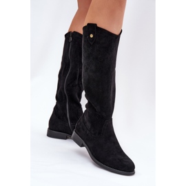 Bottes à talons plats avec un motif ouvert S.Barski Hy51-062 noir le noir 3