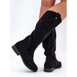 Bottes à talons plats avec un motif ouvert S.Barski Hy51-062 noir le noir 5