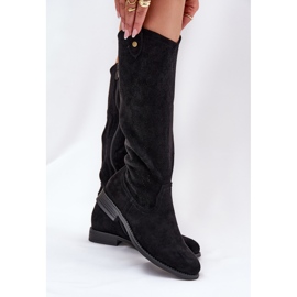 Bottes à talons plats avec un motif ouvert S.Barski Hy51-062 noir le noir 6