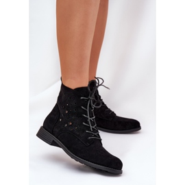 S.Barski Bottes à lacets avec un motif ouvert S. Barski Hy51-136 Black le noir 2