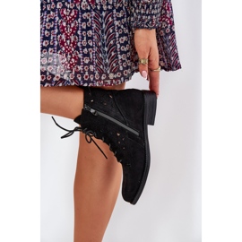 S.Barski Bottes à lacets avec un motif ouvert S. Barski Hy51-136 Black le noir 3