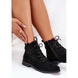 S.Barski Bottes à lacets avec un motif ouvert S. Barski Hy51-136 Black le noir 9