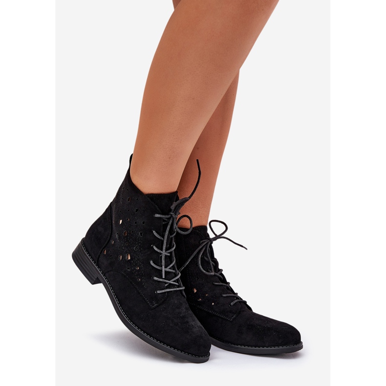 S.Barski Bottes à lacets avec un motif ouvert S. Barski Hy51-136 Black noir 1