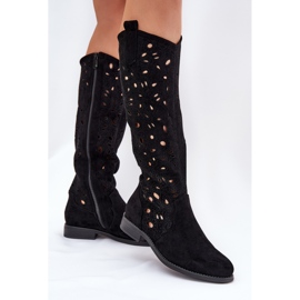 S.Barski Bottes plates HY51-176 avec des bottes ouvertes le noir 2 S.Barski Bottes plates HY51-176 avec des bottes ouvertes le noir 2