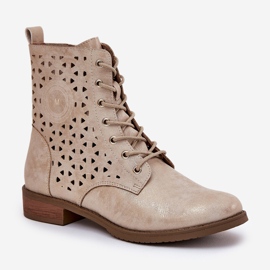 Jezzi Bottes avec un motif ouvert pour une serrure en or d'or 4
