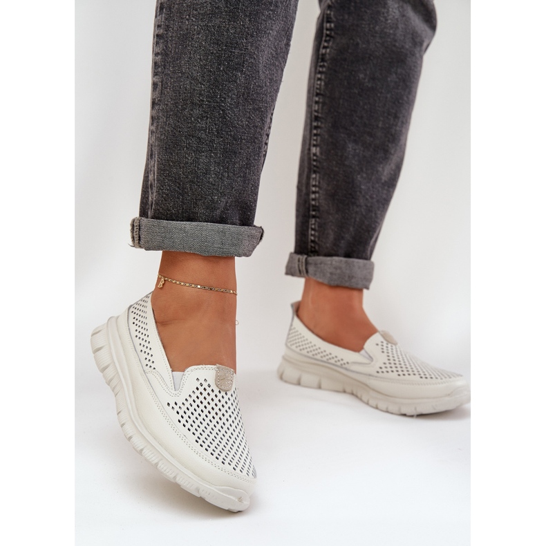 Evento Mocassins ouverts en cuir léger 24pb18-6870 blanc blanche 2