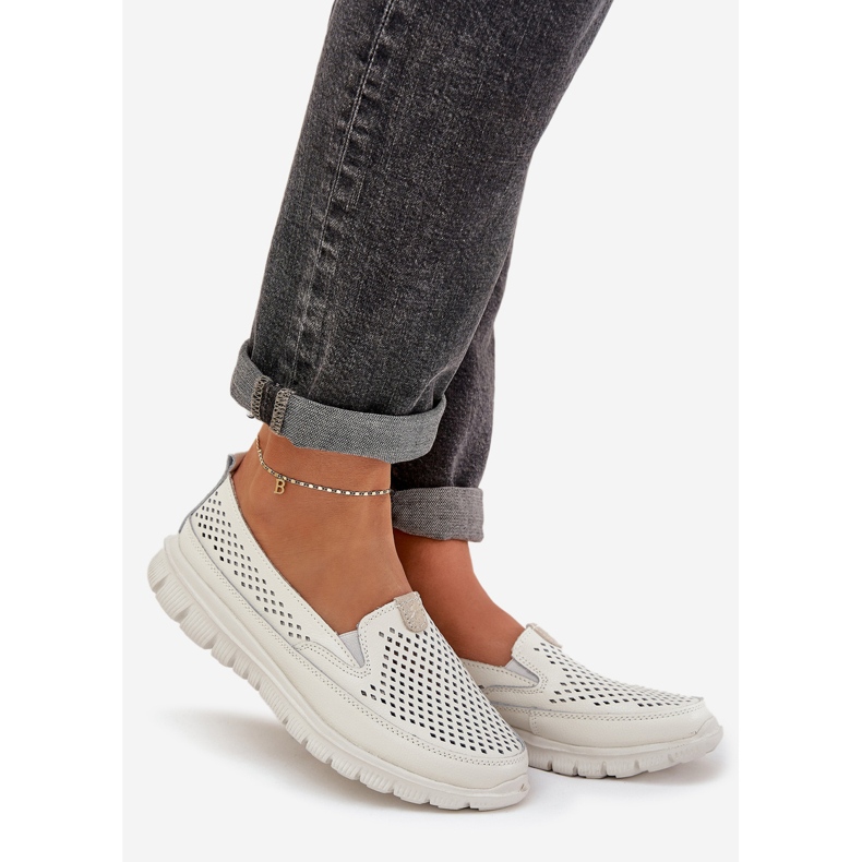 Evento Mocassins ouverts en cuir léger 24pb18-6870 blanc 1