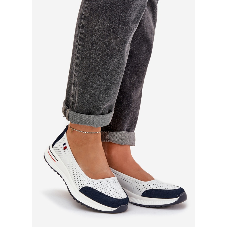 Ballerines de coin blanc et bleu marine blanche 1