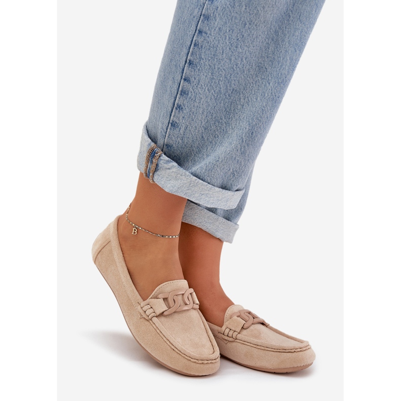 Locs d'éco en daim pour femmes avec décoration beige 1 Locs d'éco en daim pour femmes avec décoration beige 1