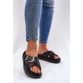 Pantoufles sur la plate-forme avec une boucle noire 2