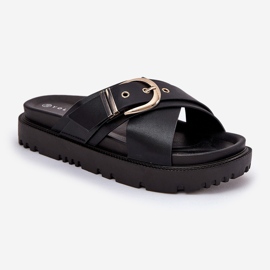 Pantoufles sur la plate-forme avec une boucle noire 4