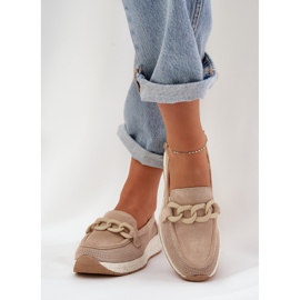S.Barski Mocassins en daim sur la plate-forme avec une chaîne beige D&amp;A TW552 3