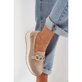 S.Barski Mocassins en daim sur la plate-forme avec une chaîne beige D&amp;A TW552 5