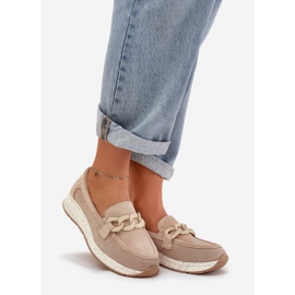 S.Barski Mocassins en daim sur la plate-forme avec une chaîne beige D&amp;A TW552 1