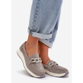 S.Barski Mocassins en daim sur la plate-forme avec une chaîne gris D&amp;A TW552 1