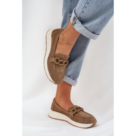 S.Barski Mocassins en daim sur la plate-forme avec une chaîne brune D&amp;A TW552 5