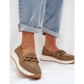 S.Barski Mocassins en daim sur la plate-forme avec une chaîne brune D&amp;A TW552 2