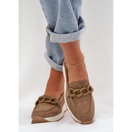S.Barski Mocassins en daim sur la plate-forme avec une chaîne brune D&amp;A TW552 3