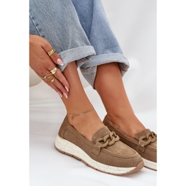 S.Barski Mocassins en daim sur la plate-forme avec une chaîne brune D&amp;A TW552 6