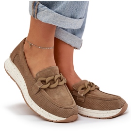 S.Barski Mocassins en daim sur la plate-forme avec une chaîne brune D&amp;A TW552 7