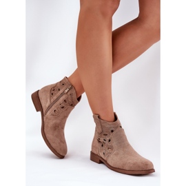 Bottes de travail ouvertes pour femmes avec zipper beige S.Barski Hy42-081 2