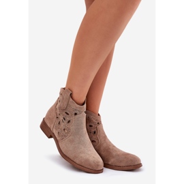 Bottes de travail ouvertes pour femmes avec zipper beige S.Barski Hy42-081 1
