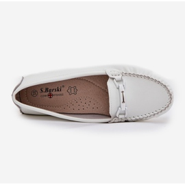 S.Barski Mocassins en cuir plat avec un ornement de S. barski LR51-547 blanc blanche 2
