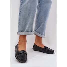 S.Barski Mocassins en cuir plat avec un ornement de S. barski LR51-547 noir 2