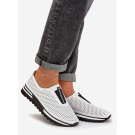 S.Barski Chaussures féminines tachées en cuir naturel S. Barski LR51-672 Blanc blanche 1