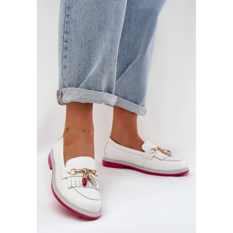 S.Barski Muisseaux à talons plats élégants en cuir S. Barski LR51-768 blanc blanche 2 S.Barski Muisseaux à talons plats élégants en cuir S. Barski LR51-768 blanc blanche 2