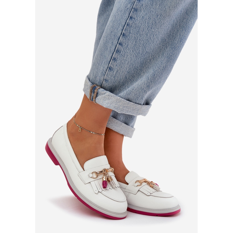 S.Barski Muisseaux à talons plats élégants en cuir S. Barski LR51-768 blanc blanche 1 S.Barski Muisseaux à talons plats élégants en cuir S. Barski LR51-768 blanc blanche 1